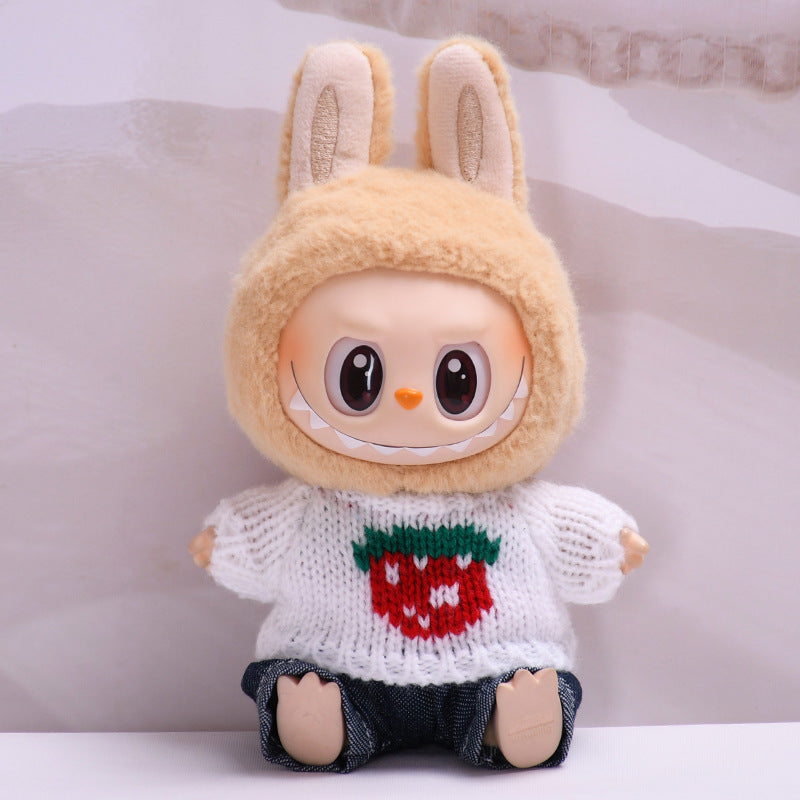 Labubu Doll Strawberry & Star Sweater Outfit for Pendant Dolls