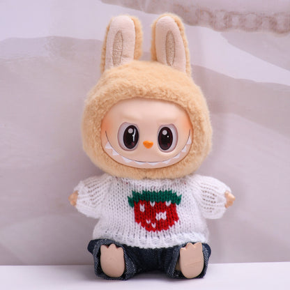 Labubu Doll Strawberry & Star Sweater Outfit for Pendant Dolls