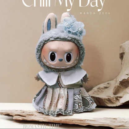 Labubu Doll Plaid Scarf & Bow Outfit Set for 1st & 2nd Gen Pendants
