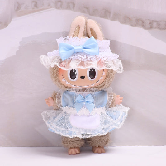 Labubu Doll Cute Outfit - Blue & Pink Vest Dress Suit for 17cm Pendant Doll