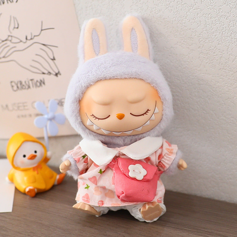 The first and second generation labubu labubu sit party vinyl doll blind box pendant doll clothes for wedding dress skirt