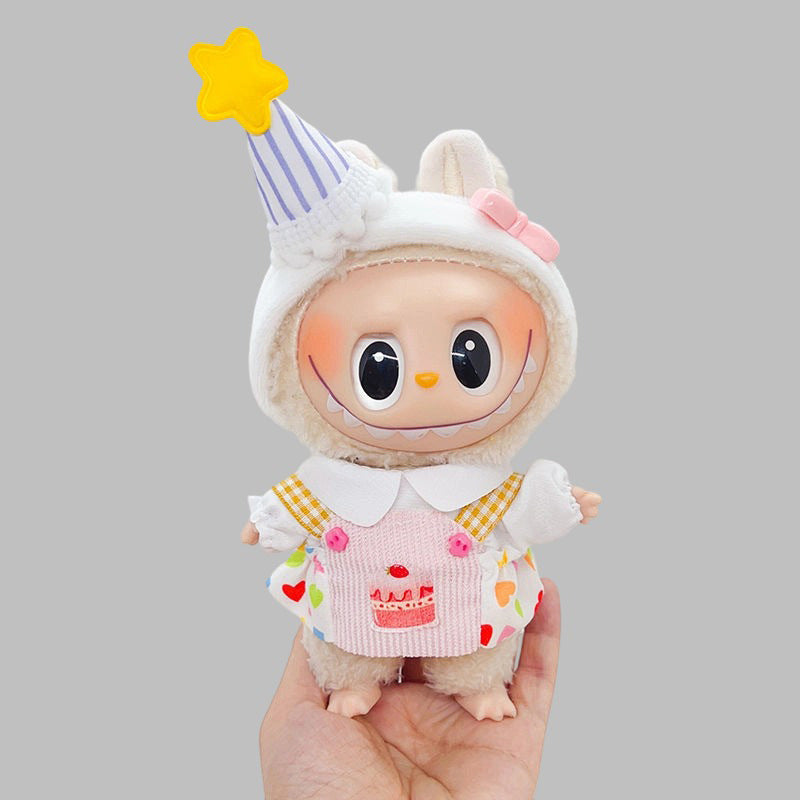 Labubu Doll Clothes Set for 17cm Pendant Doll - Flower, Bear, Cake Party Styles