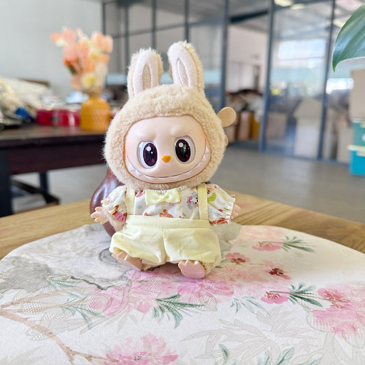 Only clothes] the first and second generation of blind box pull cloth doll clothes LABUBU wearing for animal park yellow skirt suspenders