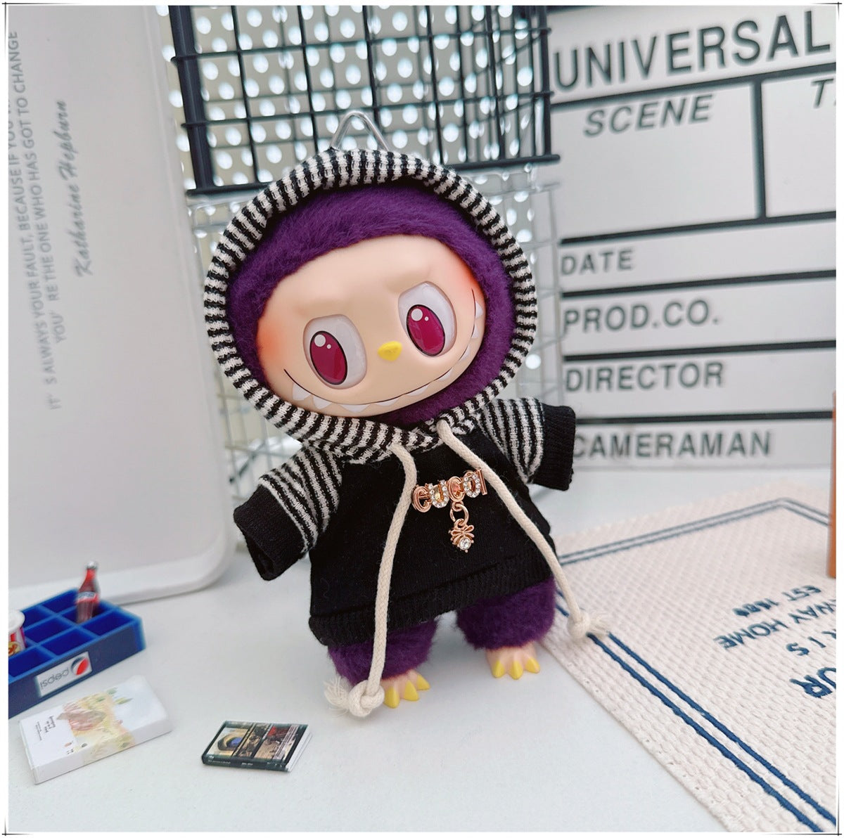 Labubu Doll Outfit - Striped Sweater & Hat Set for 17cm Labubu