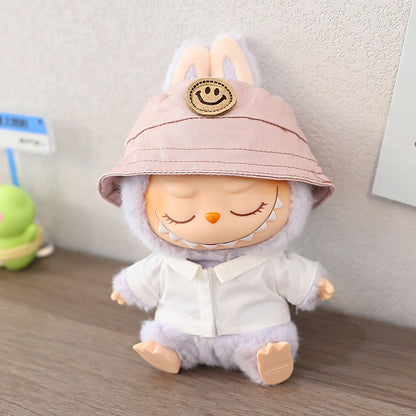LABUBU cloth clothes sit party heart Macaron 17cm 15cm vinyl pendant hat shirt