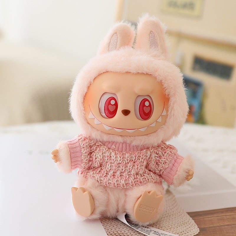 The second generation of Labubu blind box pendant clothes sit party pull cloth doll clothes for JK pleated skirt suit