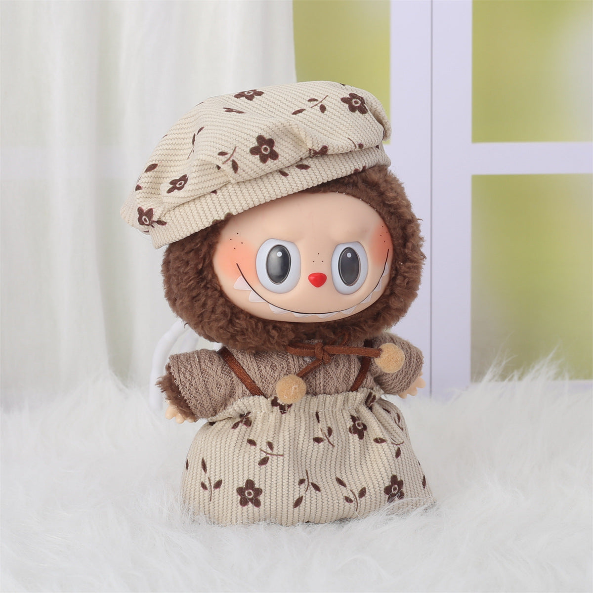 Labubu Clothes Pendant for First and Second Generation Baby Clothes, Labubu Sitting Baby Clothes, Heart Sweater, Bear Ear Hat Set