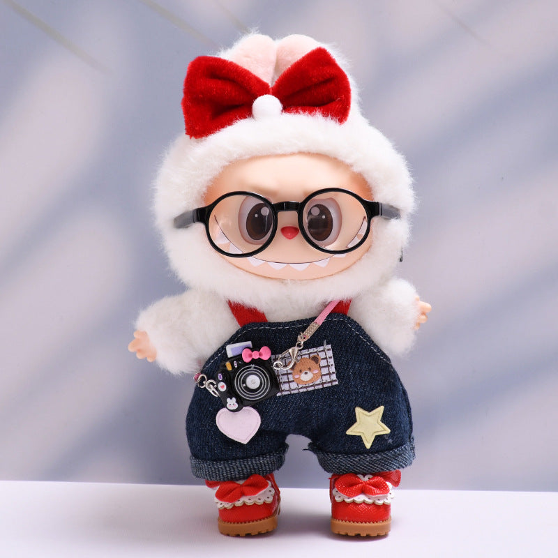 Only baby clothes] one or two generation pendant labubu clothes bear Denim suspenders suit cloth baby clothes