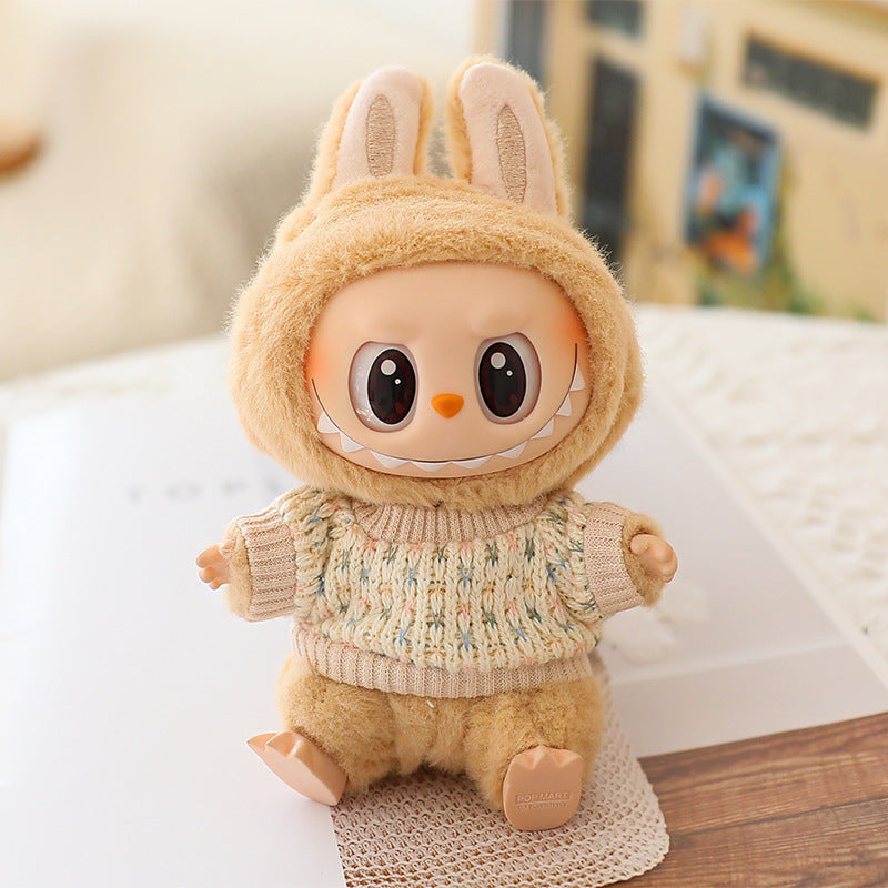The second generation of Labubu blind box pendant clothes sit party pull cloth doll clothes for JK pleated skirt suit