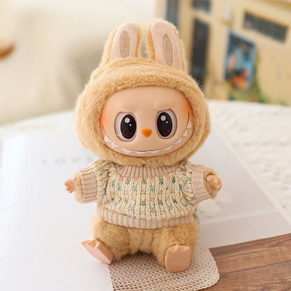 The second generation of Labubu blind box pendant clothes sit party pull cloth doll clothes for JK pleated skirt suit
