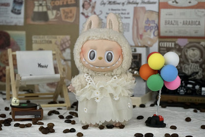 Labubu Doll 17cm Gauze Skirt with Lace Straps