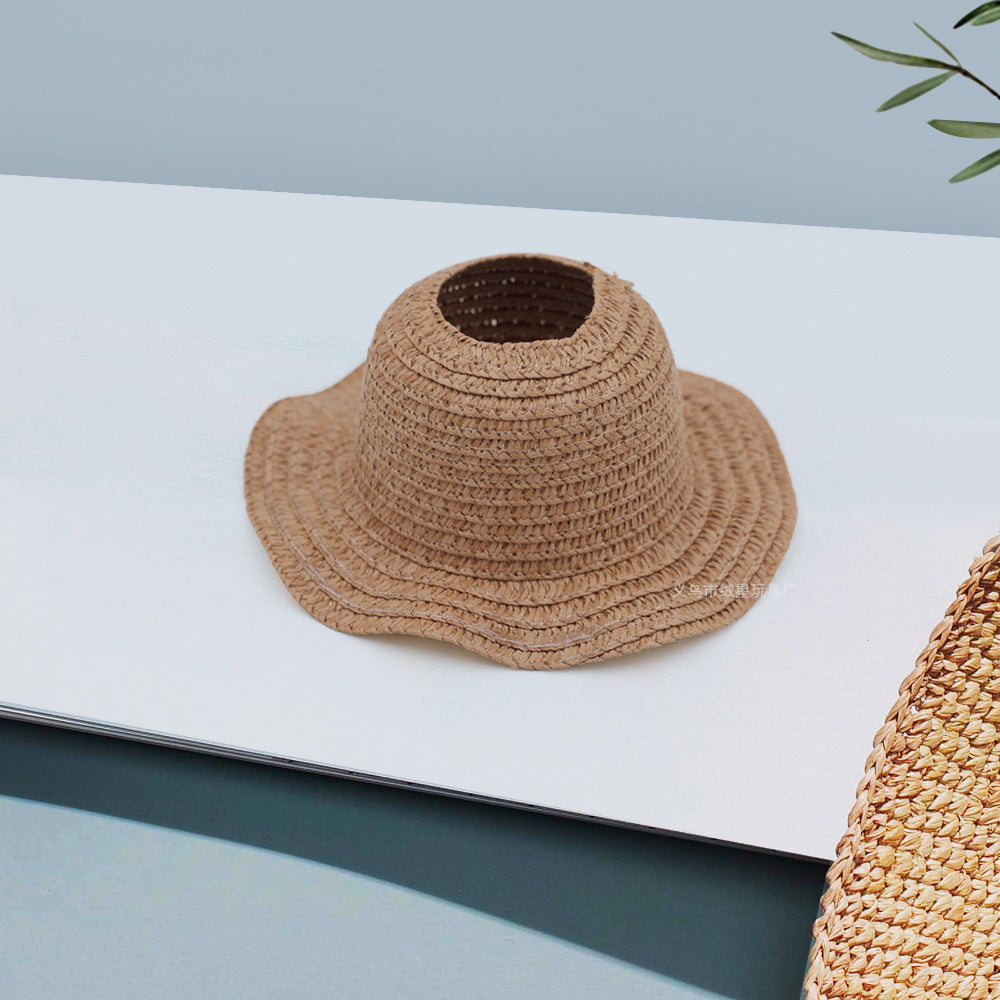 Labubu Empty Top Open Straw Hat Woven Hat Party Clothing Accessories Pastoral Style Labubu Doll Clothes Decorative Matching