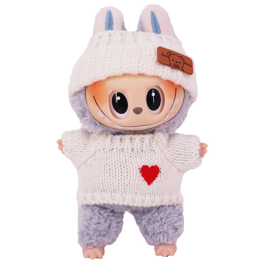 Clothes Only] Labubu Doll Sweater Hair Band suit Second Generation LABUBU Sit Party Series Doll Doll Coat