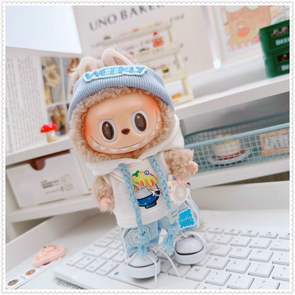 Labubu Doll Outfit - Milk Blue Morning Dew Three-Piece Set with Accessories