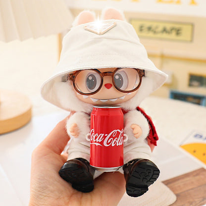 17cm Labubu Fisherman Hat Macaron Vinyl Face Labubu Doll Doll Triangle suit Glasses