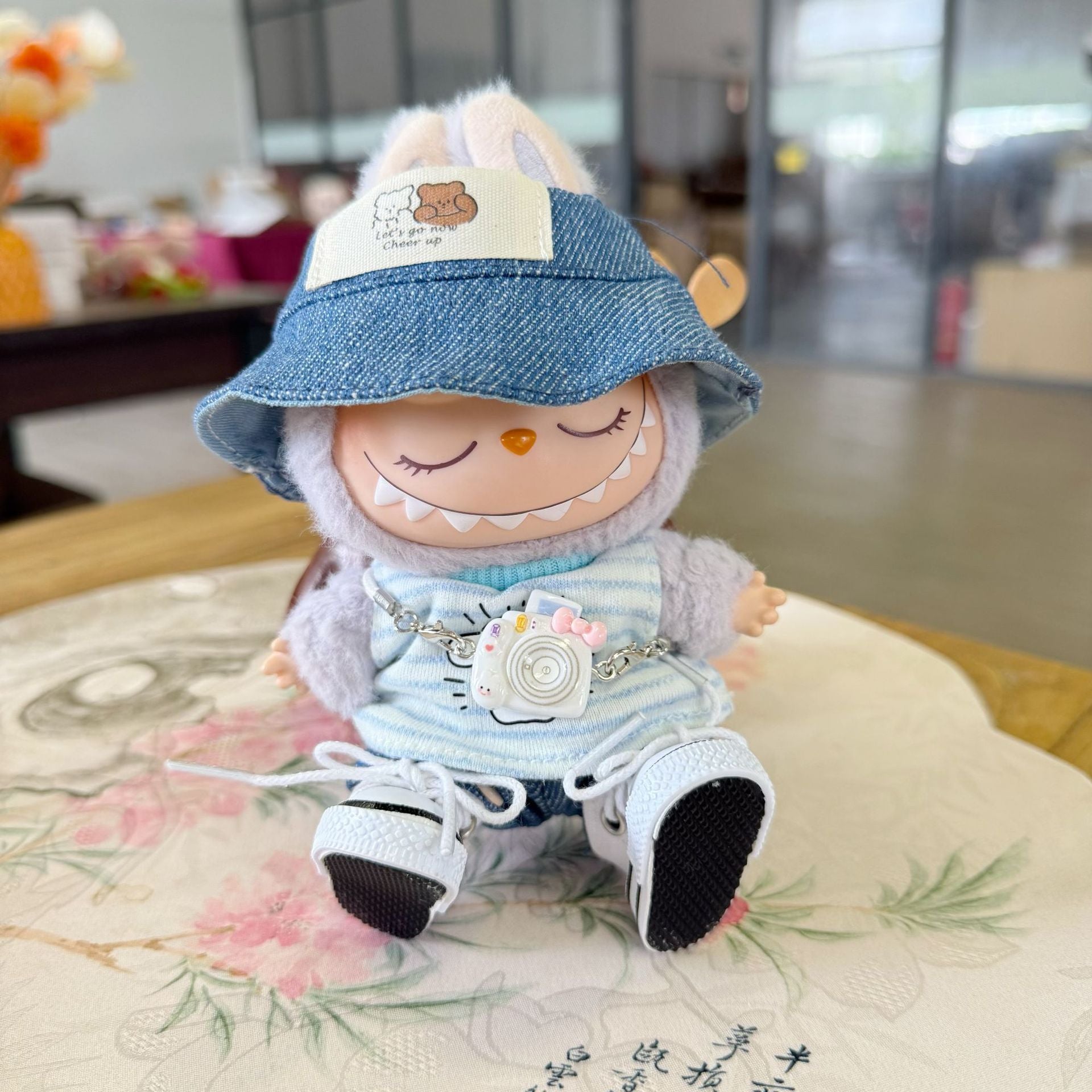 Clothes Only] Labubu Clothes First, Second and Third Generation Blind Box Labubu Replacement Cartoon Stripesd t Jeans Suit
