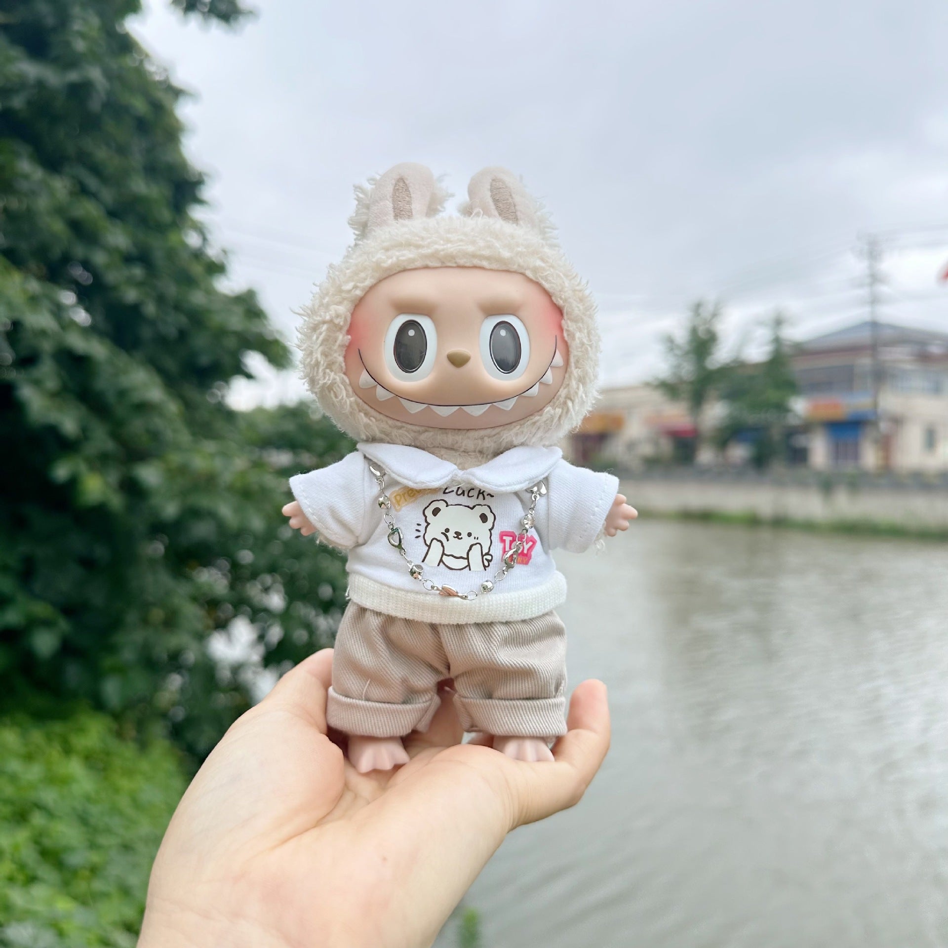 Only clothes] 17CM Rab cloth doll clothes blind box key chain LABUBU for lapel bear shirt suit