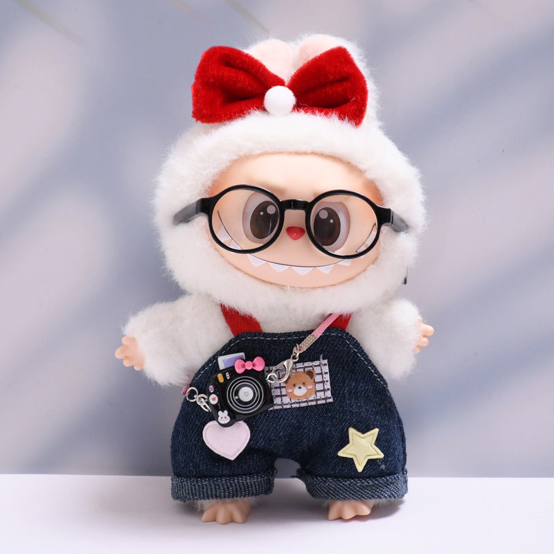 Only baby clothes] one or two generation pendant labubu clothes bear Denim suspenders suit cloth baby clothes