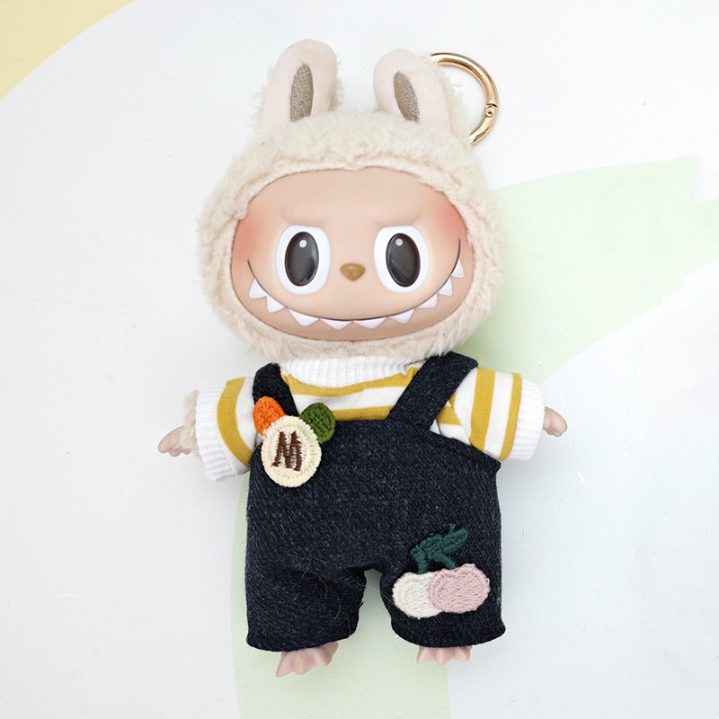 The suspenders are suit suitable for cloth pendant clothes to replace the 17cm Macaron vinyl Labubu doll clothes.