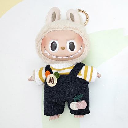 The suspenders are suit suitable for cloth pendant clothes to replace the 17cm Macaron vinyl Labubu doll clothes.