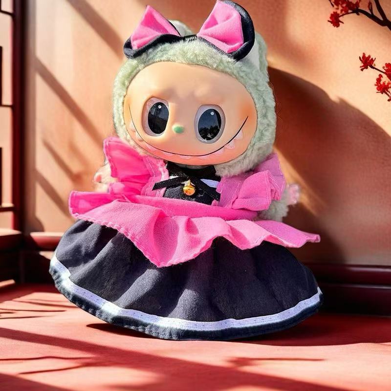 Wholesale labubu labubo doll clothes 17cm blind box pendant one or two generation vinyl doll replacement clothes suit