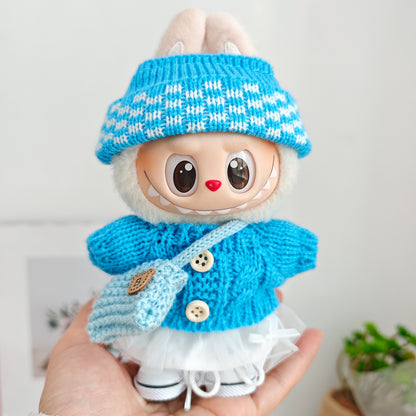 Labubu Doll Outfit - 17cm Sweater, Skirt & Accessories Set