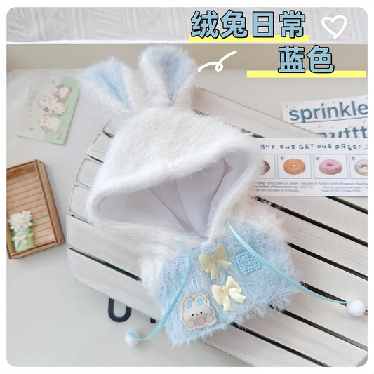 First and Second Generation Labubu Baby Clothes 17cm Labubu 10cm Cotton Doll Velvet Rabbit Daily Fur Outwear Pants