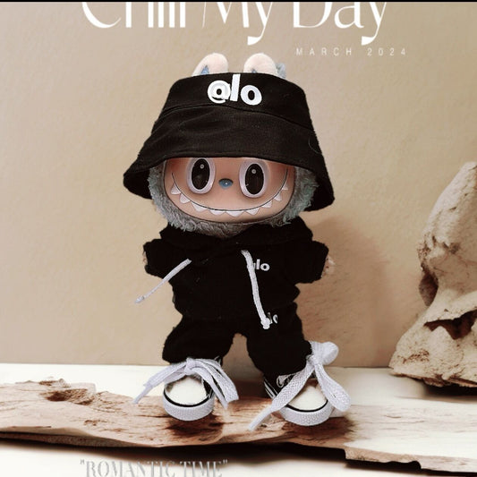 Labubu Doll Outfit Set for 17cm Vinyl Doll - Black & Pink Styles