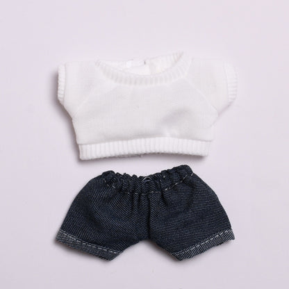 Labubu Doll Outfit - 17cm Vinyl Doll Clothes Set (T-Shirt & Denim Shorts)