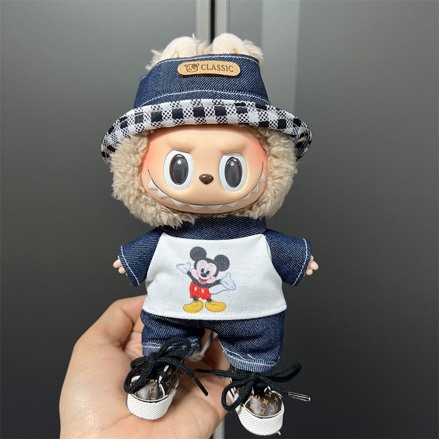 Labubu Wearable Doll Clothes 17cm Plush Cute Dress-Up Casual Outfit Skirt Fabric Clothes High Quality