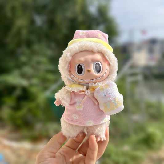 Clothes Only] One or Two Generation Blind Box Bubble Mart LABUBU Sit Party Doll Clothes Goodnight Dress Three-Piece Set