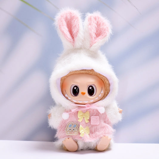 Only clothes] the first and second generation of labubu pendant clothes rabbit ear fur suit labubu plush doll clothes