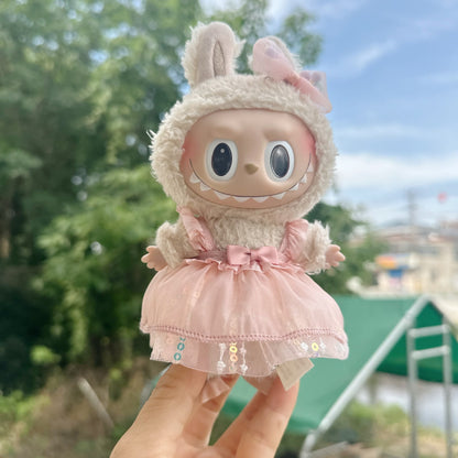 Only clothes] 17CM blind box cloth clothes pink small fragrant wind suit key chain LABUBU for blue skirt