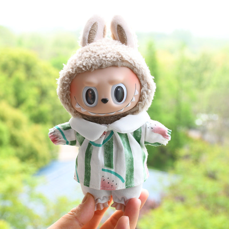 Only baby clothes] 17cm blind box cloth hanging clothes bear corduroy suspenders pants T-shirt key chain baby clothes