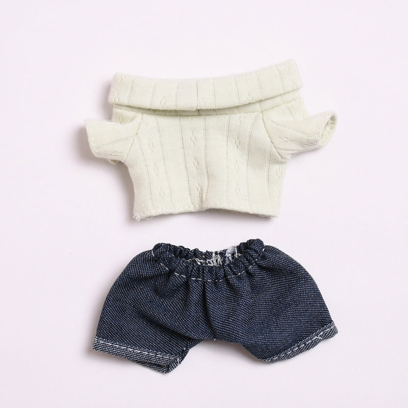 Labubu Doll Clothes - 17cm Casual T-Shirt & Jeans Outfit for Vinyl Dolls