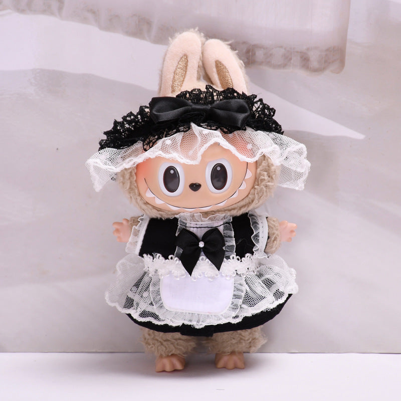 Only clothes] 17cm pendant blind box cloth clothes black lace skirt vinyl labubu key chain