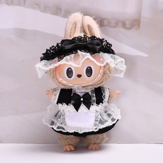 Only clothes] 17cm pendant blind box cloth clothes black lace skirt vinyl labubu key chain