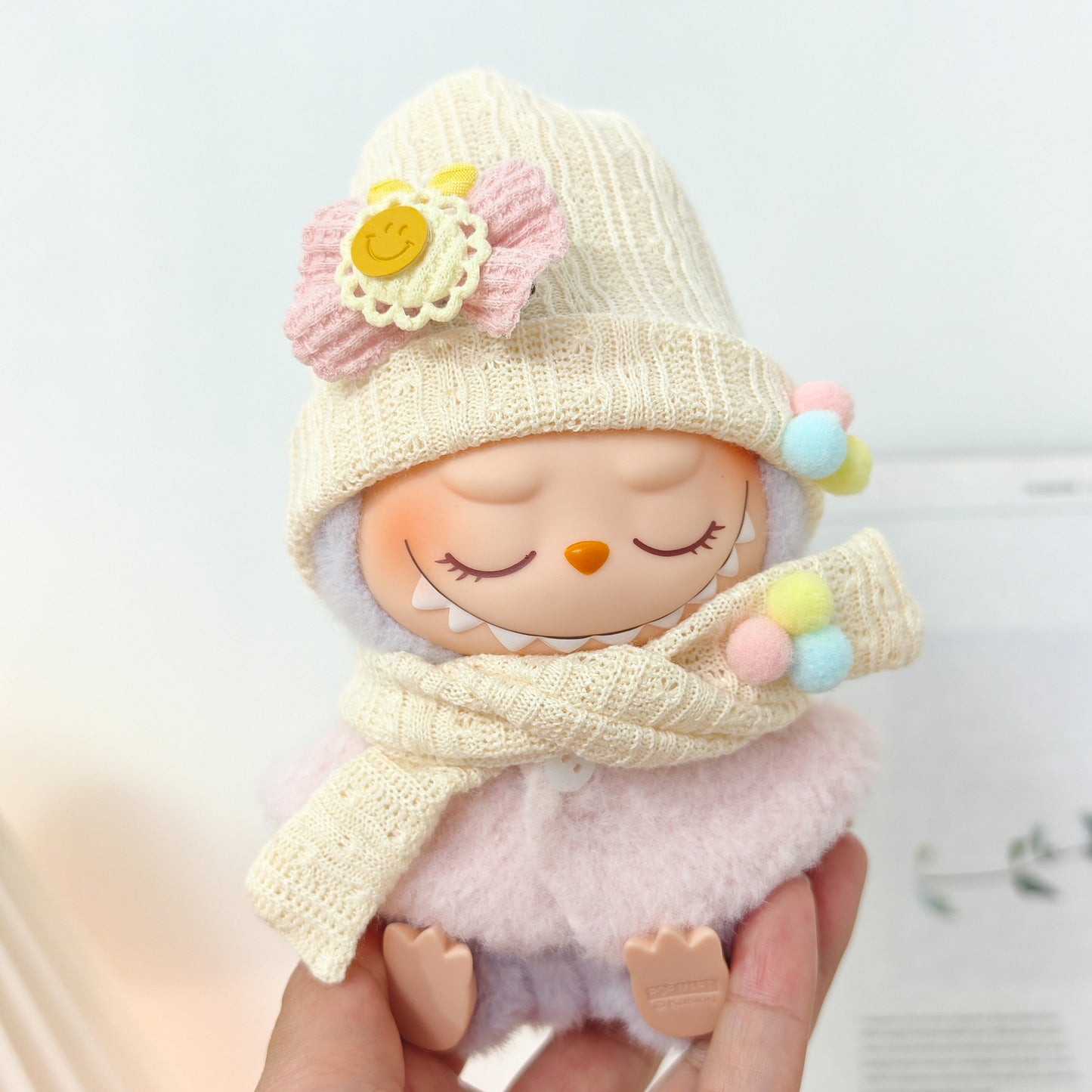 Labubu Doll Clothes Set - Shawl, Scarf & Hat for 15-17cm Vinyl Dolls
