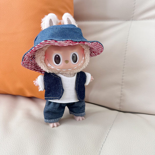 Only clothes] 17CM pendant blind box cloth cloth clothes LABUBU doll doll Denim coat hat skirt