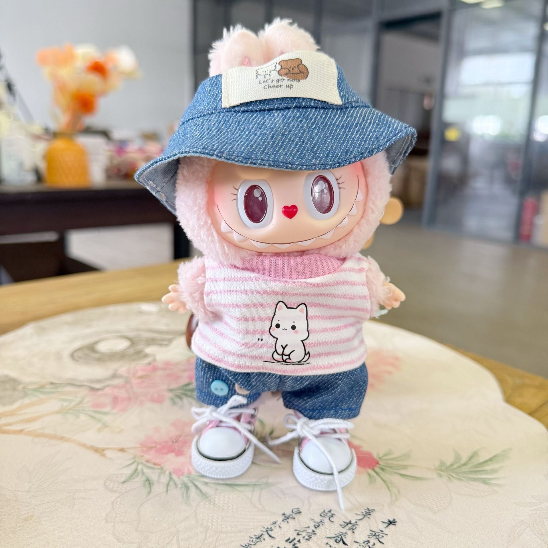 Clothes Only] Labubu Clothes First, Second and Third Generation Blind Box Labubu Replacement Cartoon Stripesd t Jeans Suit