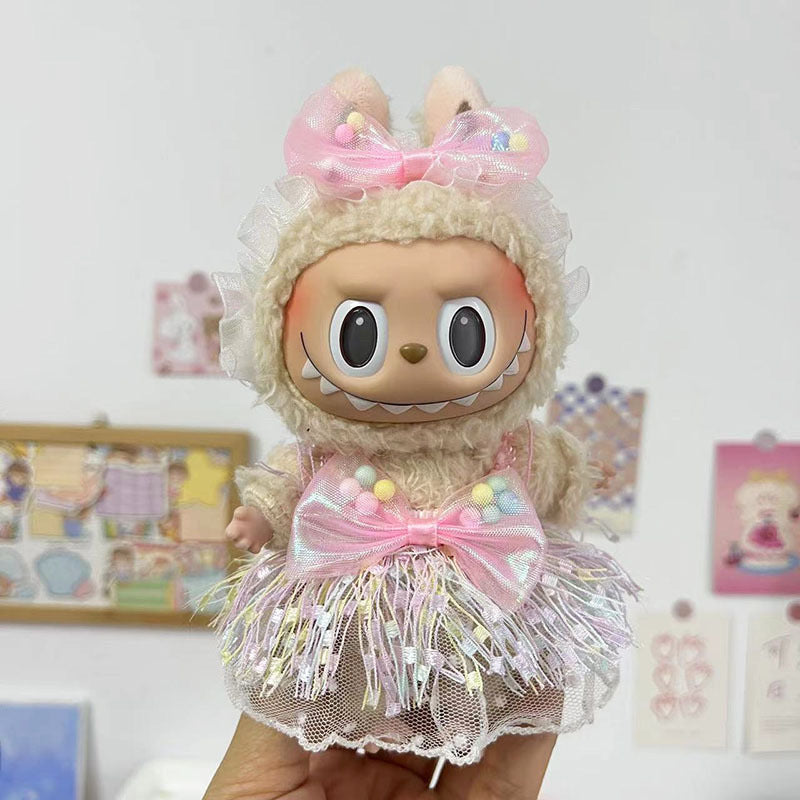 Only clothes] LABUBU doll 17CM key chain cloth cloth clothes Bailey suit pendant doll clothes full