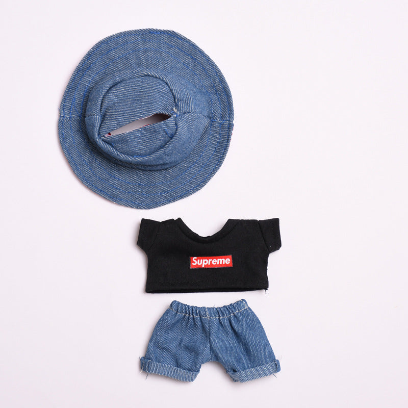 Only clothes] 17cm blind box pull cloth clothes for Labubu vinyl pendant doll casual T-shirt suit