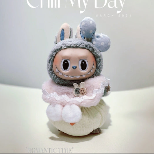 Labubu Doll Clothes - Cute Macaron Pullover & Suspenders Outfit