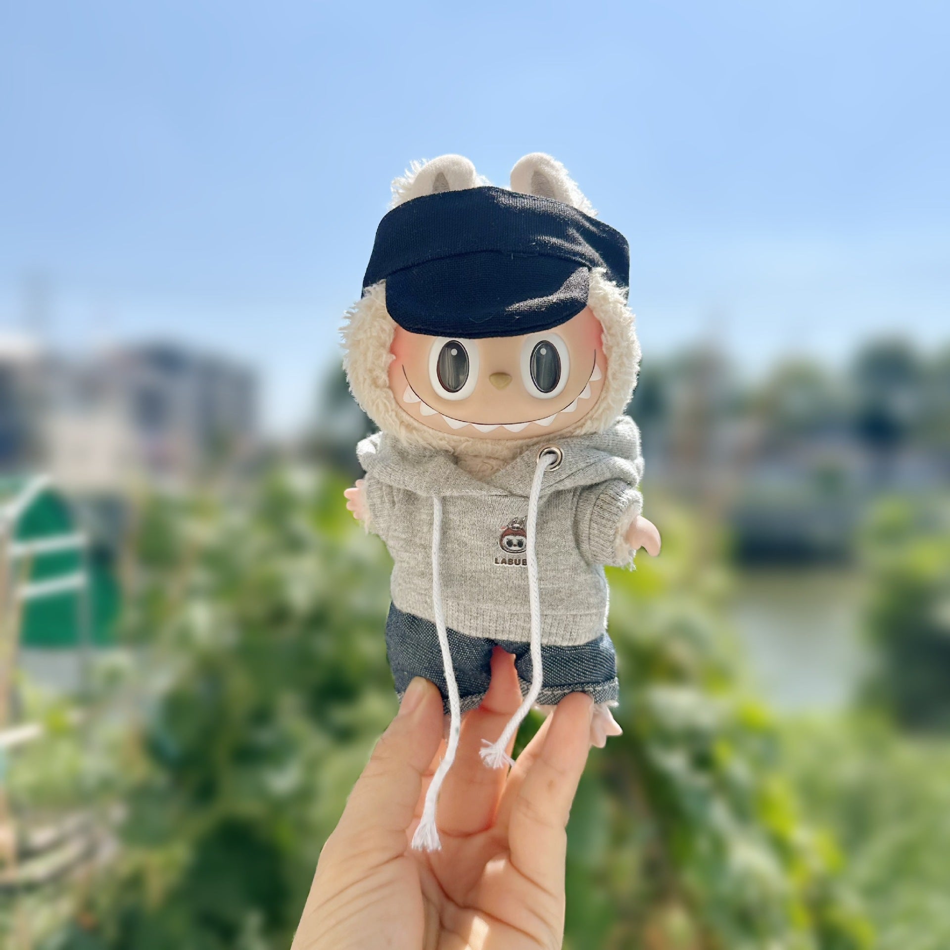 Clothes] labubu pendant clothes macaron 17cm labubu vinyl doll blind box bubble mat doll