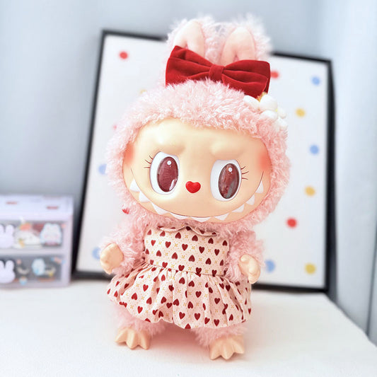 Labubu 38cm Doll Dress - Sweet Heart Outfit & Accessories