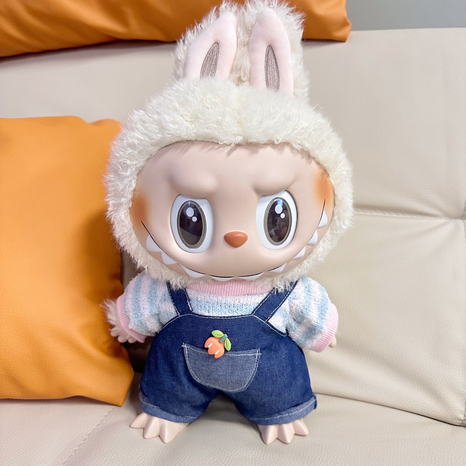 Only clothes] 38CM labubu doll clothes LABUBU doll for the ring velvet blue powder Denim suit adorable