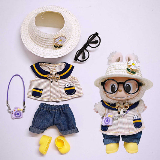 Labubu Doll Outfit Set - Skirt, Pants, Shoes, Hat, Glasses, Camera