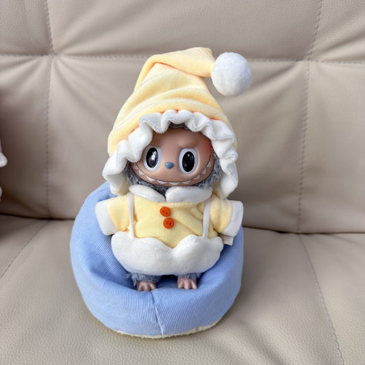 Only clothes] pendant cloth cloth clothes 17CM blind box LABUBU eggshell three-piece jacket pants hat cute