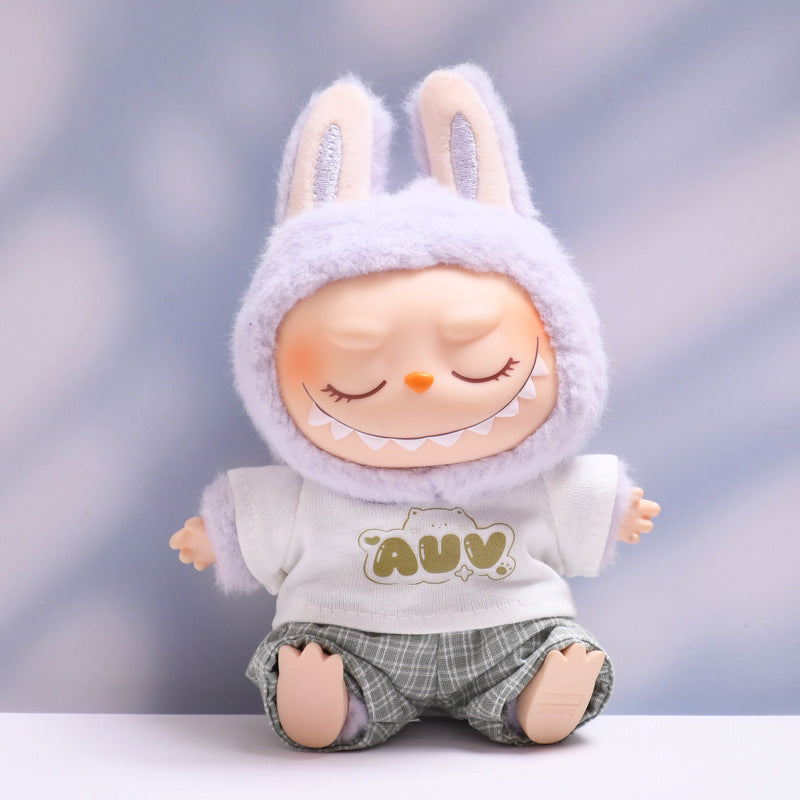 Only clothes] the first and second generation of cloth pendant plaid suspenders suit vinyl Labubu baby clothes