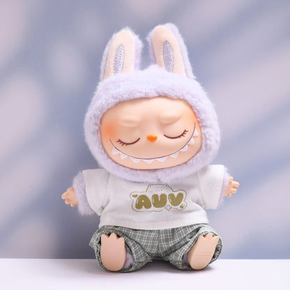 Only clothes] the first and second generation of cloth pendant plaid suspenders suit vinyl Labubu baby clothes